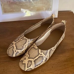 Everlane Italian Leather Day Glove Snakeskin Flats